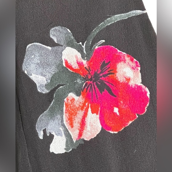 NWT Witchery Womens Dress Black Size 12 V-Neck Sheer Sleeves Maxi Red Flower - Picture 6 of 16